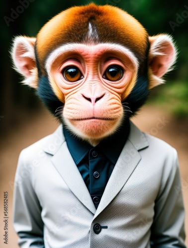 portrait, photo, ,cute, monkey, humanoid, © Cad3D.Expert