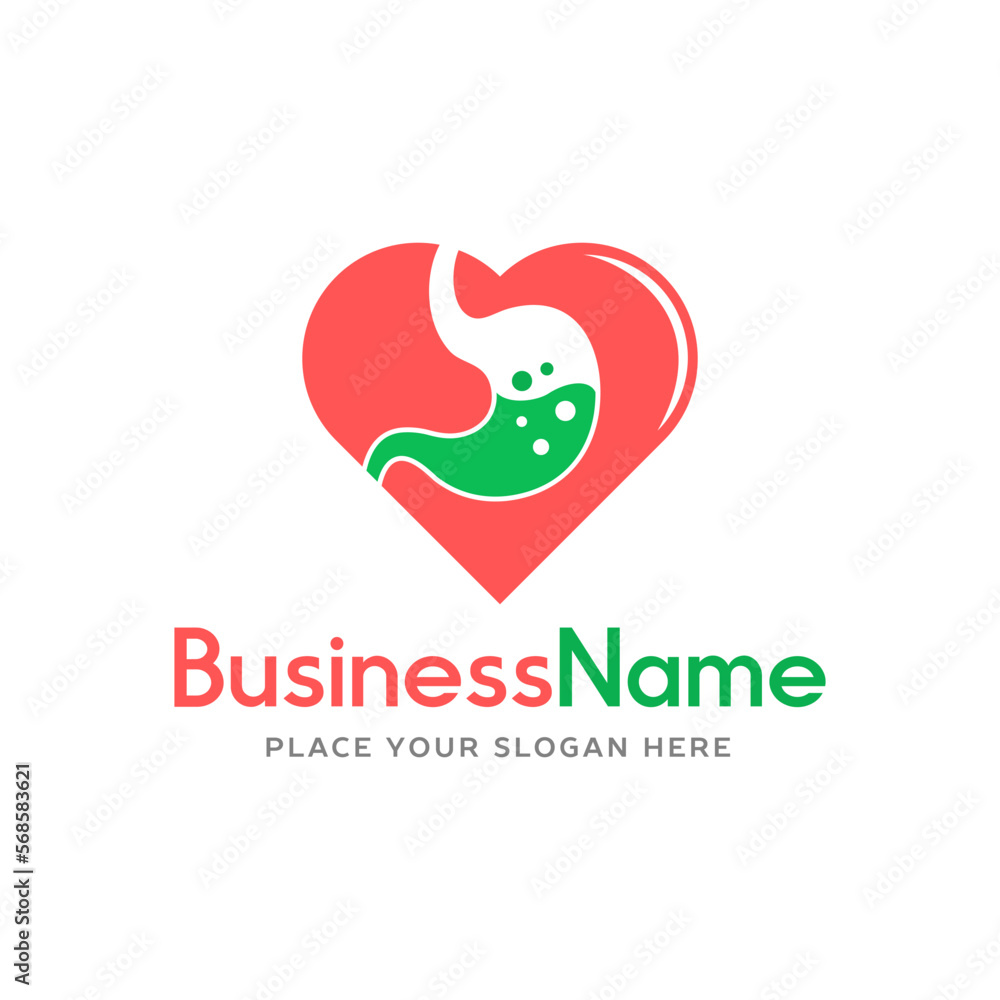 Love stomach vector logo template. This design use digestion symbol and human organ. Love stomach vector logo template. This design use digestion symbol and human organ.