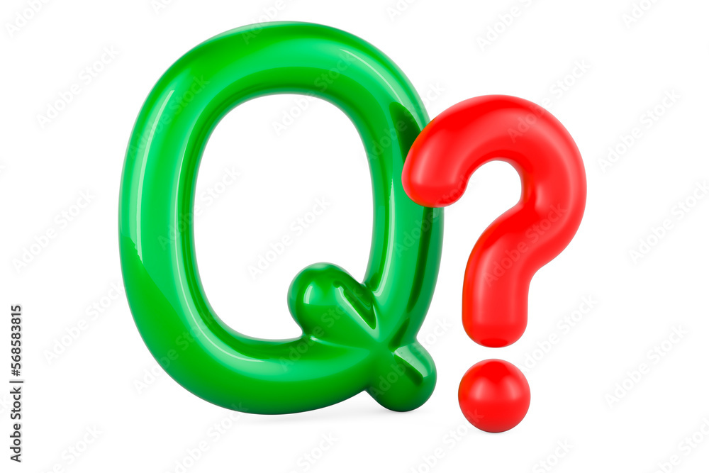 Kids ABC, Letter Q with question mark. 3D rendering Kids ABC, Letter Q with question mark. 3D rendering