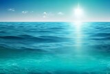 Beautifull view of a clear blue ocean water, horizon background