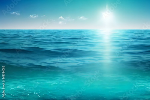 Beautifull view of a clear blue ocean water, horizon background © MartinG