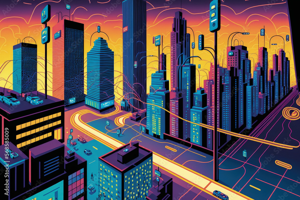 Smart cities and wireless networks, abstract visuals, and the internet of things. Generative AI Smart cities and wireless networks, abstract visuals, and the internet of things. Generative AI