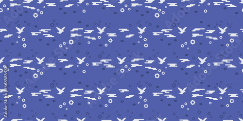 Blue background and birds. For print and various interior. For cups, pillows, textiles, design, notebooks.
