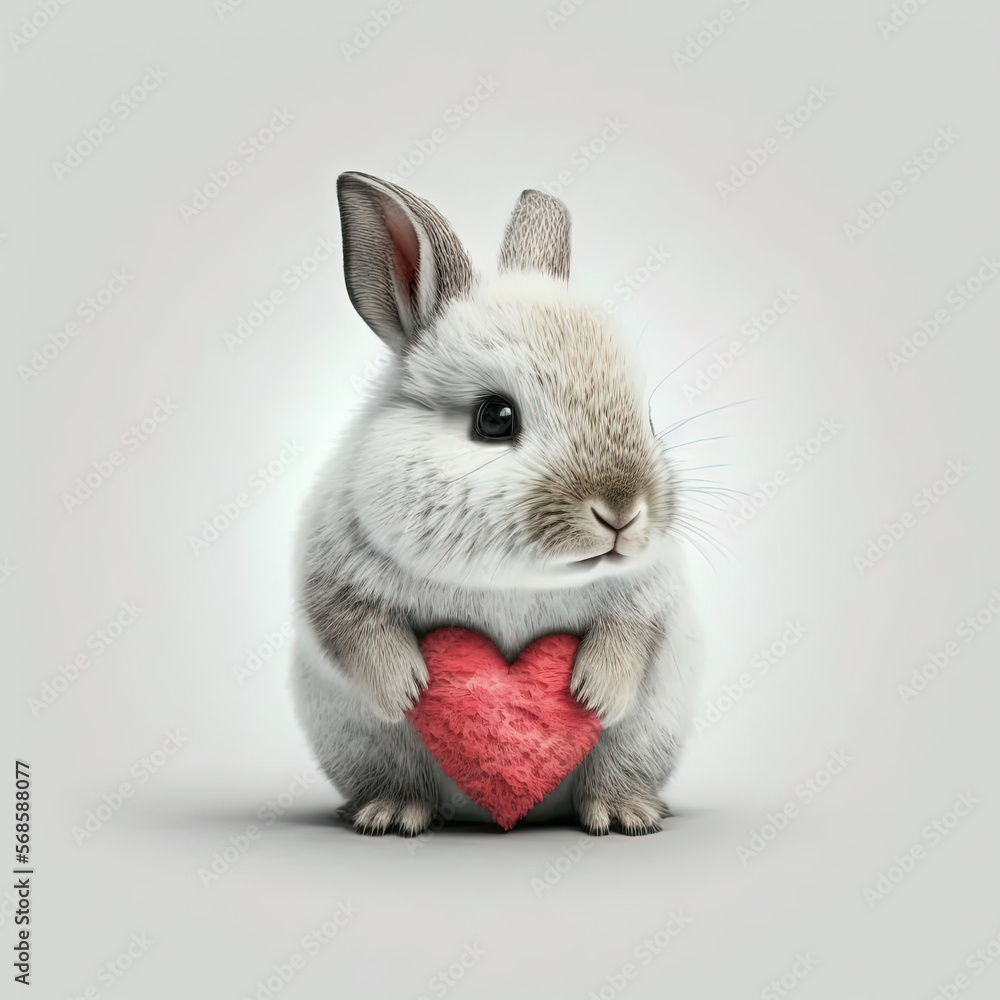 Cute rabbit with a heart in chocolate,ideal for valentine card, spreading love Cute rabbit with a heart in chocolate,ideal for valentine card, spreading love