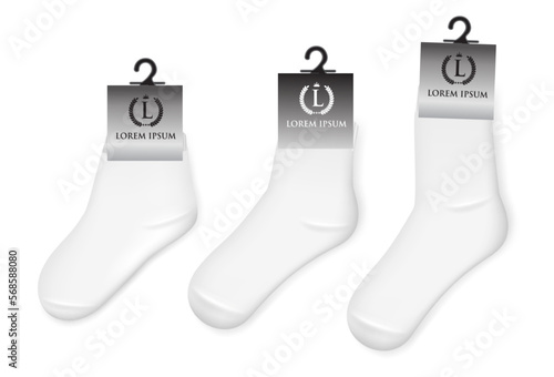 various white socks foot wear mockup isolated 3D illustration