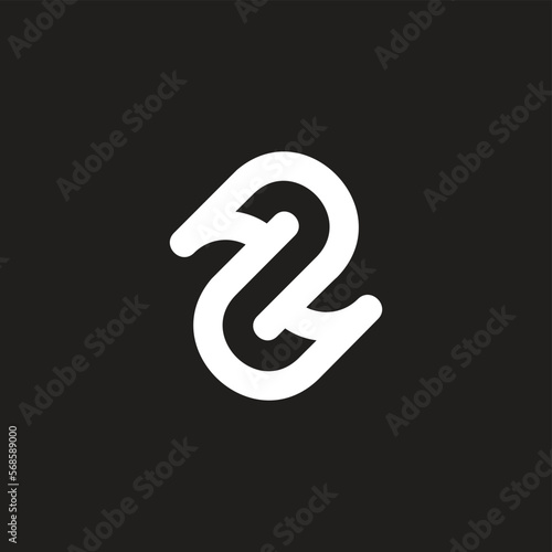 number 2  linked circle geometric line logo vector