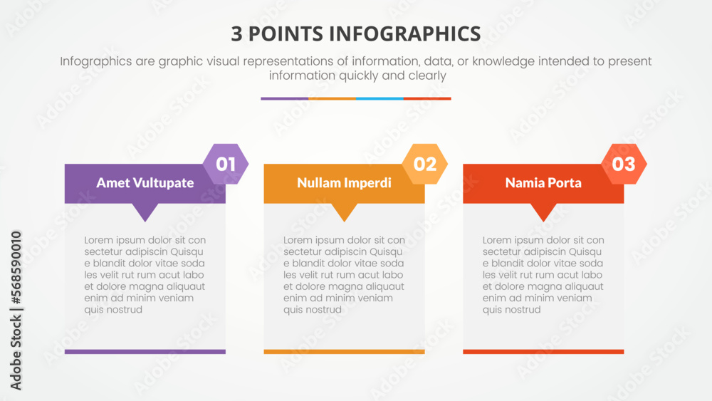 Fototapeta premium 3 points or stages infographic concept with table information layout for slide presentation