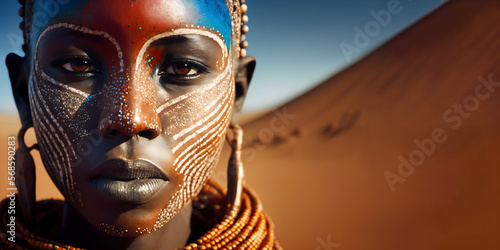 Massai Mara Beautiful Woman Portrait, Generative ai