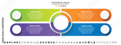 Steps business data visualization timeline process infographic template design with icons
