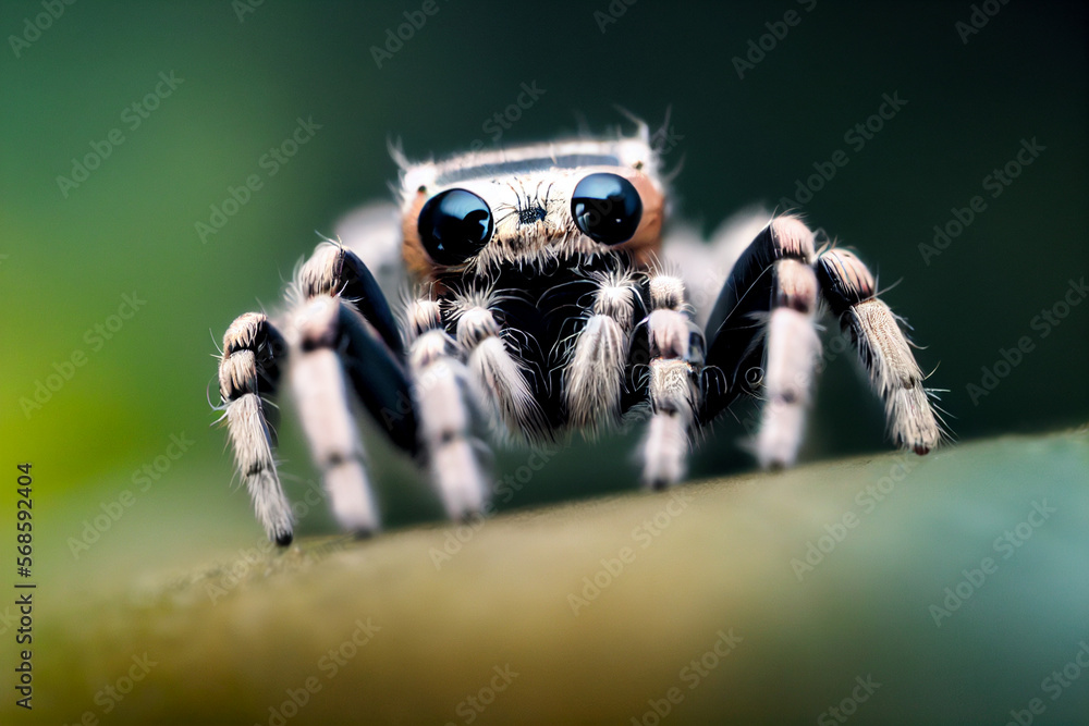 Vertical shot of cute spider at nature, spider with kawaii eyes ...