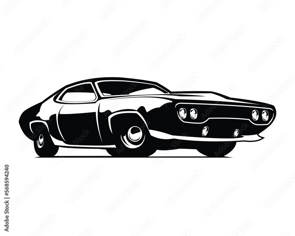 chevrolet muscle car premium vector design. isolated on white background side view. Best for logos, badges, emblems, icons, car industry and available in eps 10.