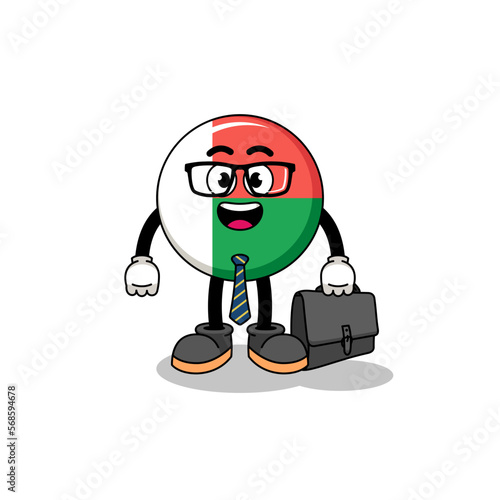 madagascar flag mascot as a businessman