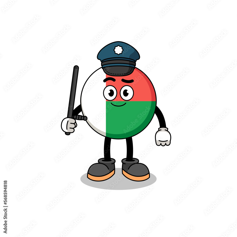 Cartoon Illustration of madagascar flag police Cartoon Illustration of madagascar flag police