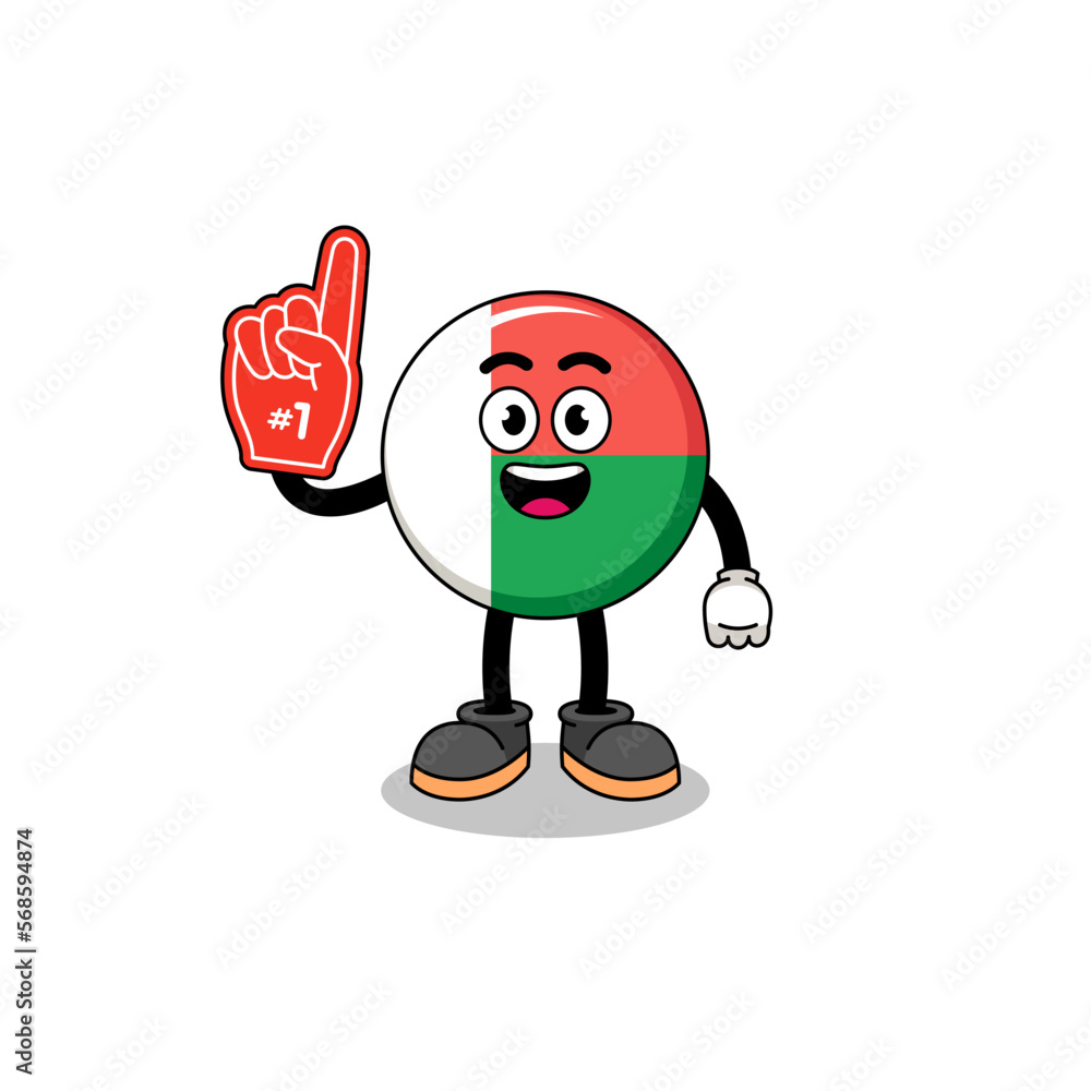 Cartoon mascot of madagascar flag number 1 fans