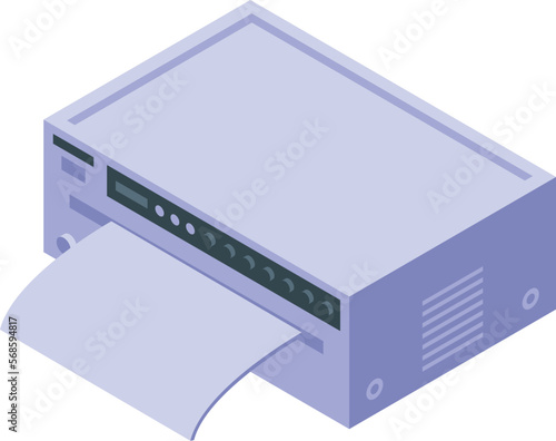 Old printer icon isometric vector. Retro device. Vintage design