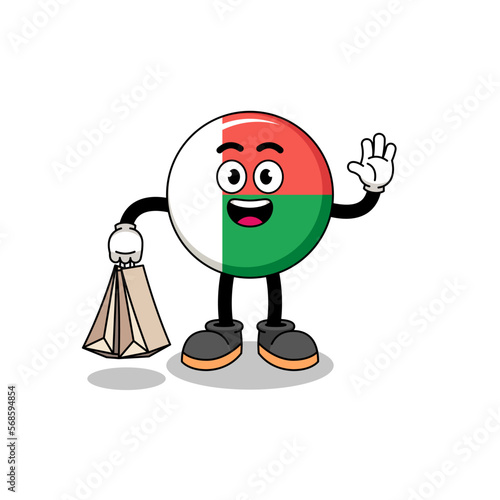 Cartoon of madagascar flag shopping