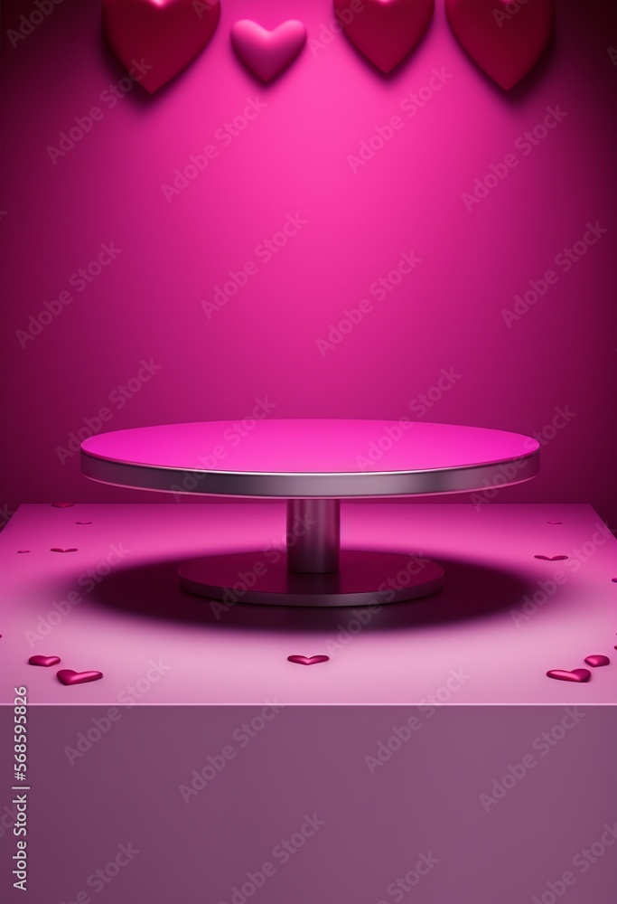 Podium for valentine day product advertisement or restaurant menus with beautiful valentine day background Generative AI Podium for valentine day product advertisement or restaurant menus with beautiful valentine day background Generative AI