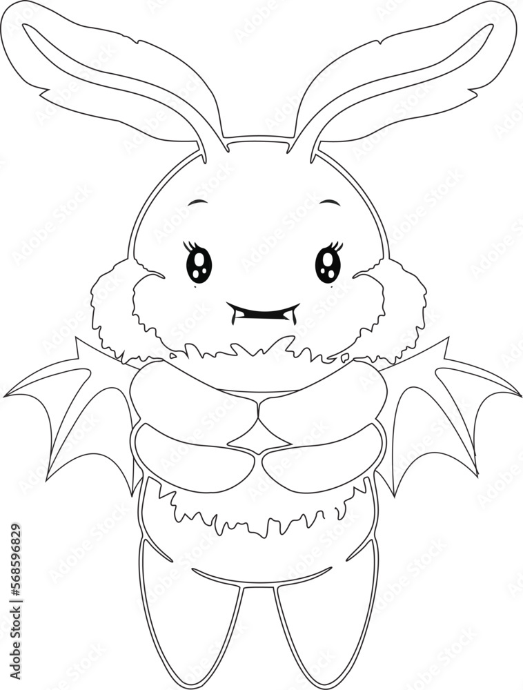 Cute creepy kawaii coloring page Stock Vector | Adobe Stock