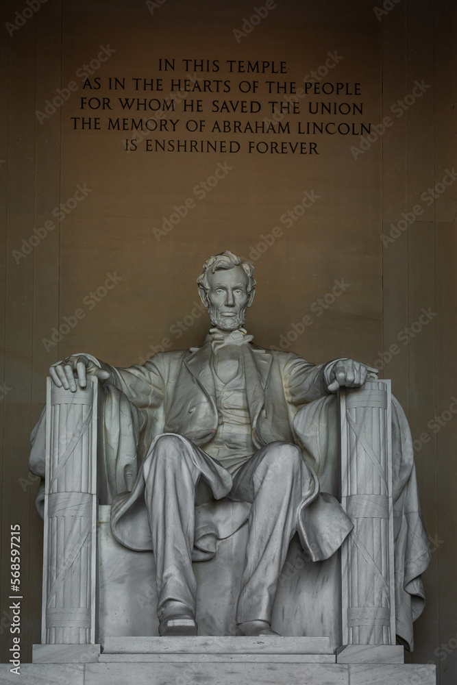 Abraham Lincoln Statue in Washington, D.C. with Quote