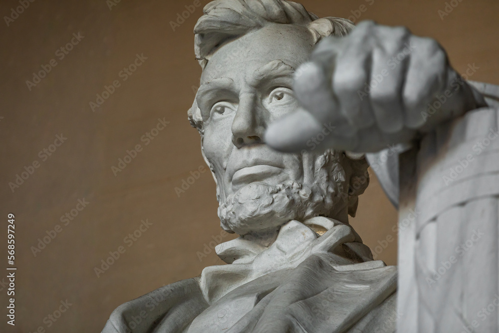 Low-Angle Close-up Portrait of the Abraham Lincoln Statue in Washington, D.C.