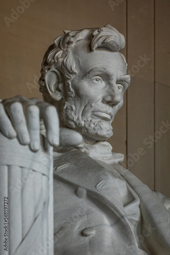 Close-up Portrait of the Abraham Lincoln Statue in Washington, D.C.