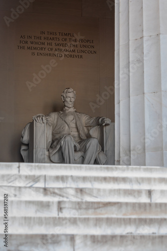 Partial View of the Lincoln Memorial with Steps and Columns blurred in Foreground - Copy Space