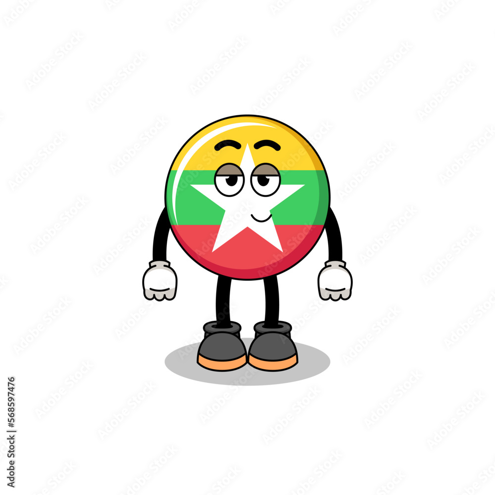 myanmar flag cartoon couple with shy pose myanmar flag cartoon couple with shy pose