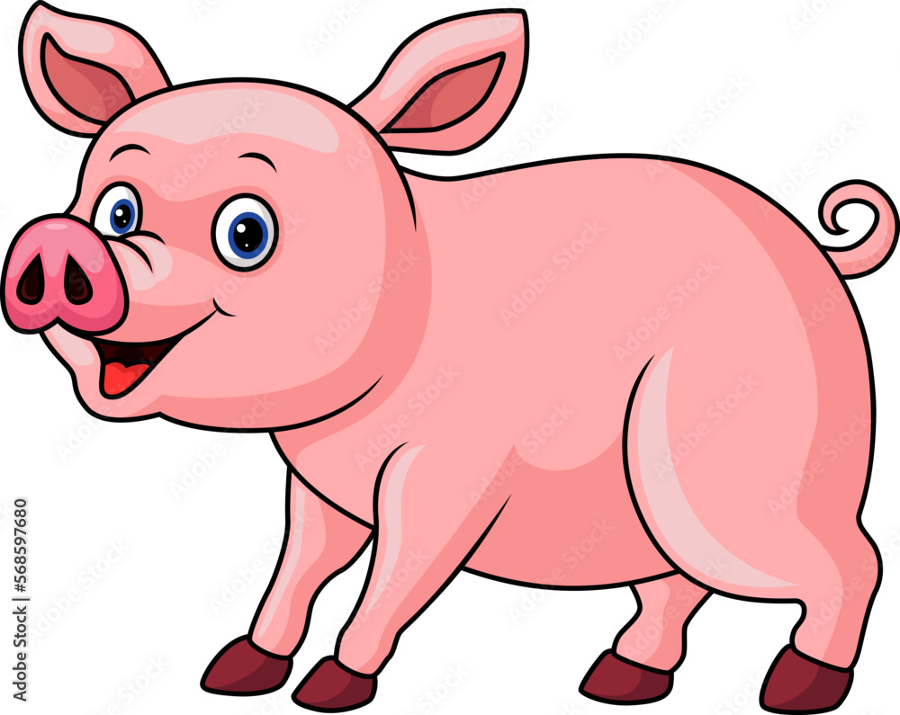 Fototapeta premium Cute pig cartoon on white background