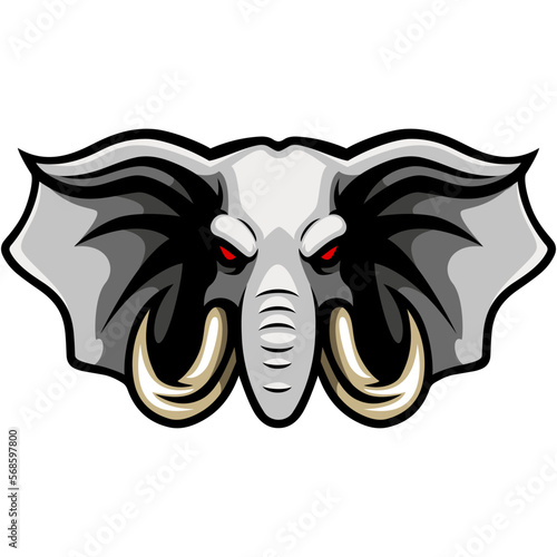 Angry elephant head cartoon character