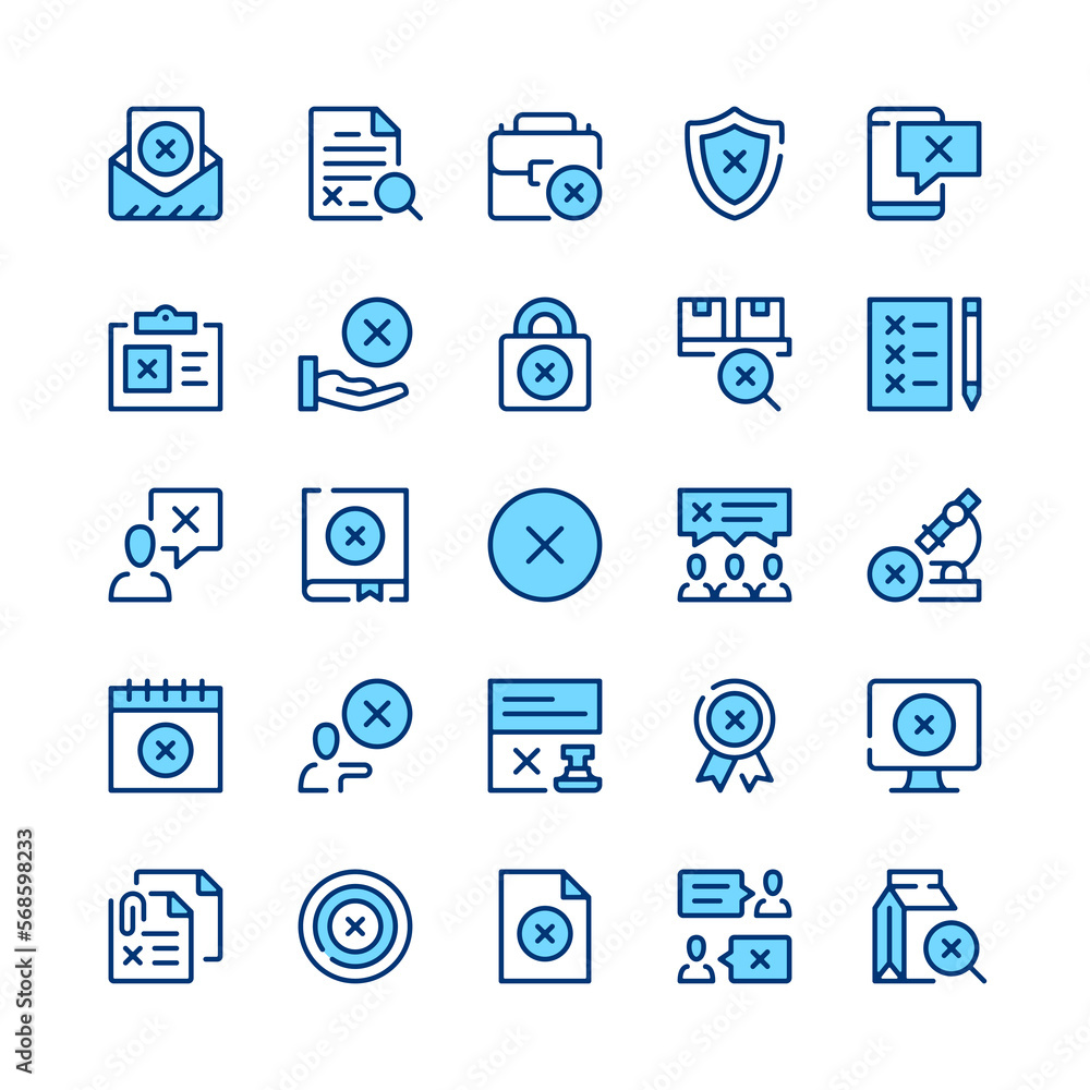 X mark line icons. Set of x mark icons. Blue color. Vector line icons set X mark line icons. Set of x mark icons. Blue color. Vector line icons set