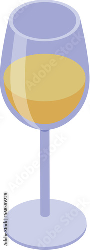 White wine glass icon isometric vector. Barrel drink. Vine food