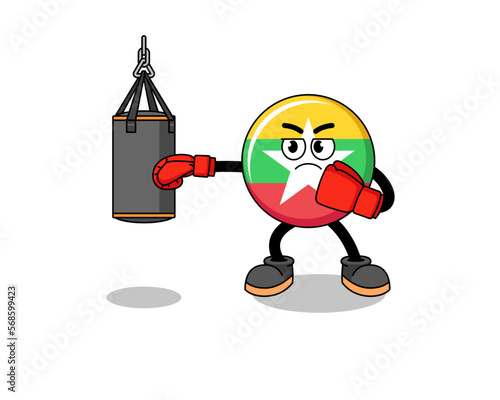 Illustration of myanmar flag boxer