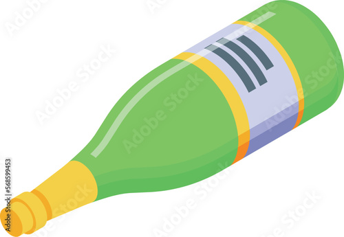 White wine bottle icon isometric vector. Drink barrel. Cork vine