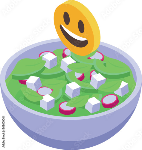 Travel salad icon isometric vector. Laptop work. Island vacation