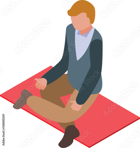 Meditation icon isometric vector. Travel work. Sea escape