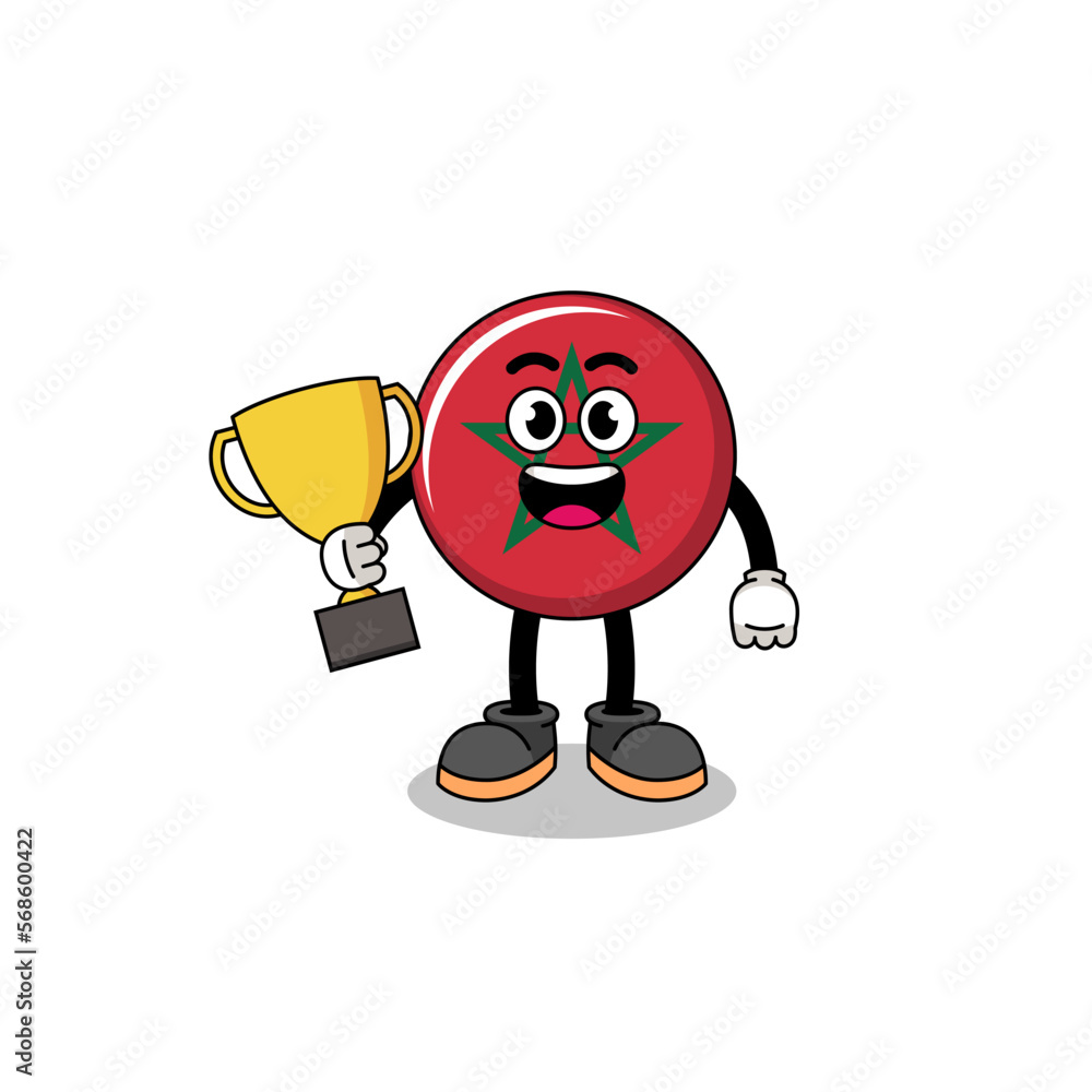 Cartoon mascot of morocco flag holding a trophy Cartoon mascot of morocco flag holding a trophy
