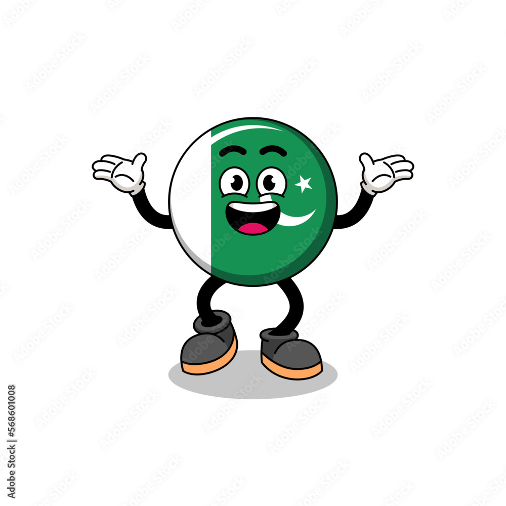 Obraz premium pakistan flag cartoon searching with happy gesture