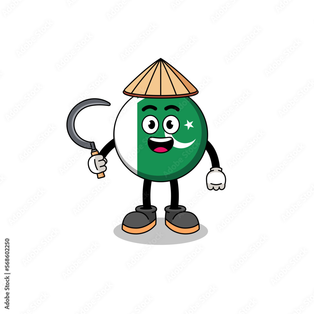 Fototapeta premium Illustration of pakistan flag as an asian farmer