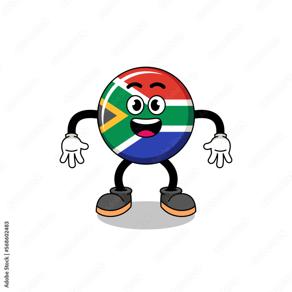 south africa flag cartoon with surprised gesture