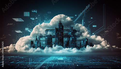 Illustration concept of cloud computing technology
