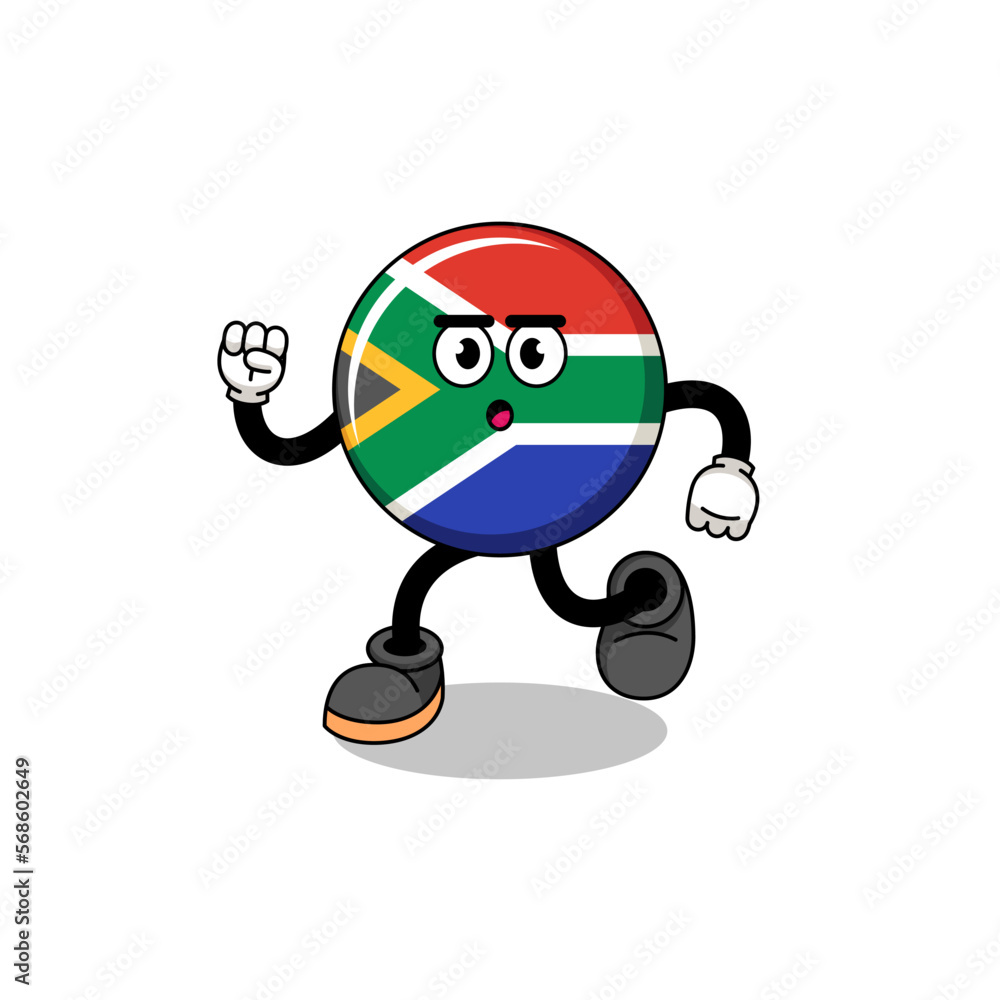 running south africa flag mascot illustration running south africa flag mascot illustration