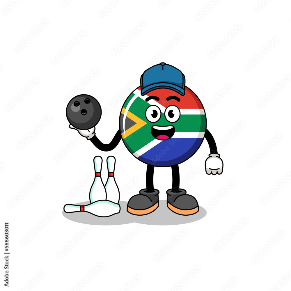 Mascot of south africa flag as a bowling player Mascot of south africa flag as a bowling player