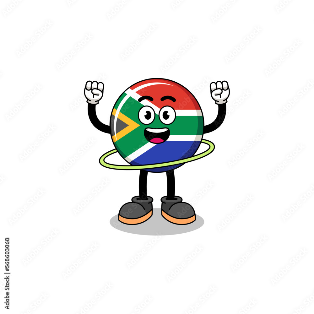 Fototapeta premium Character Illustration of south africa flag playing hula hoop