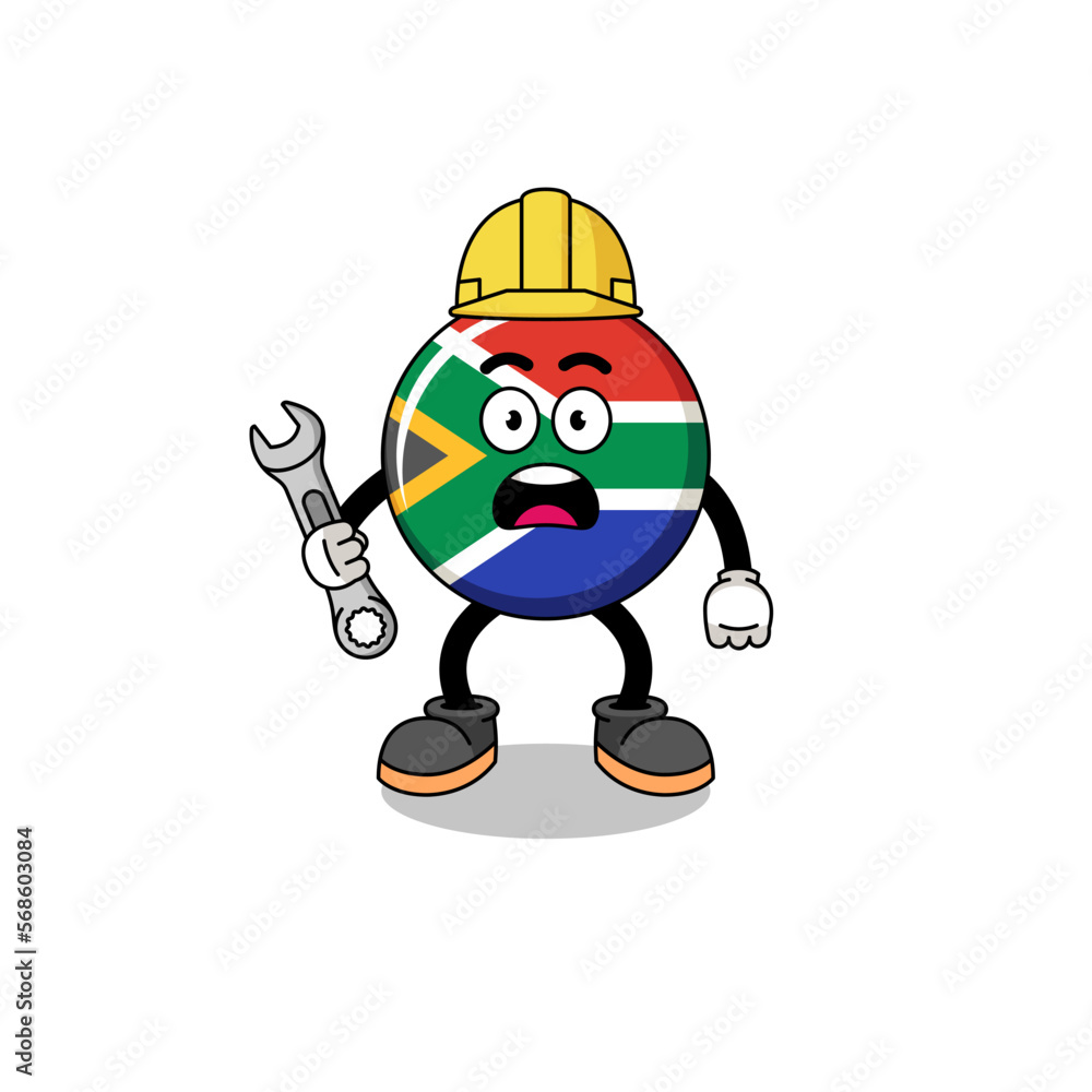 Character Illustration of south africa flag with 404 error