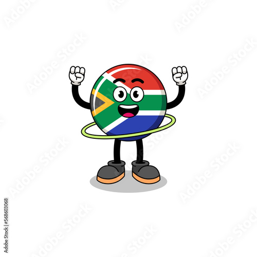 Character Illustration of south africa flag playing hula hoop