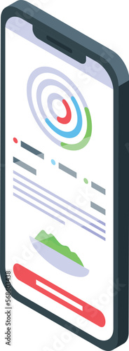 Diet app icon isometric vector. Sport phone. Digital fitness