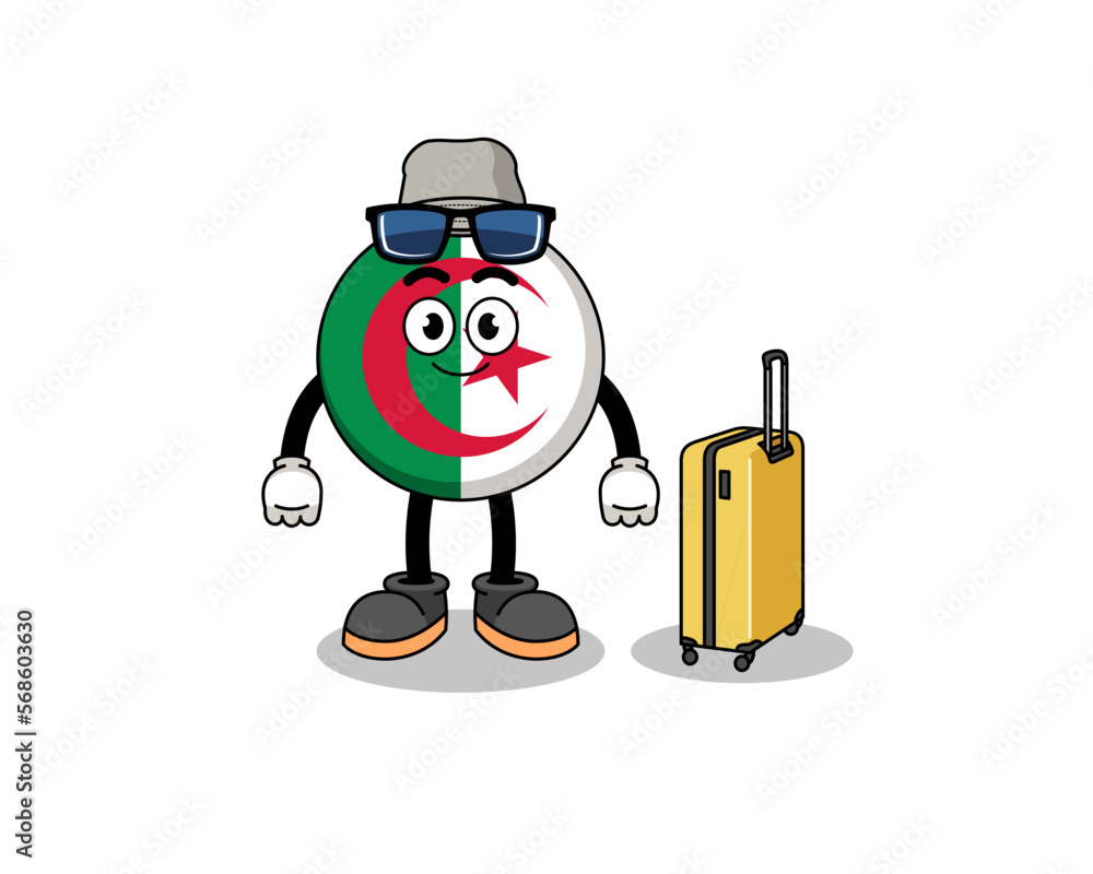 algeria flag mascot doing vacation