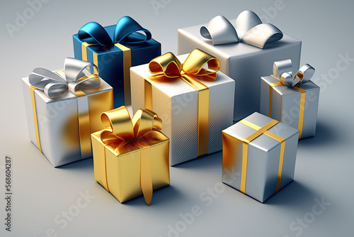 Papier peint Gifts, presents, bows, ribbons, gift, box, present, wrapped, decorative, colorfu