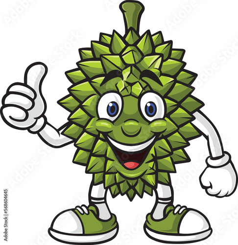 Cartoon durian character giving a thumbs up