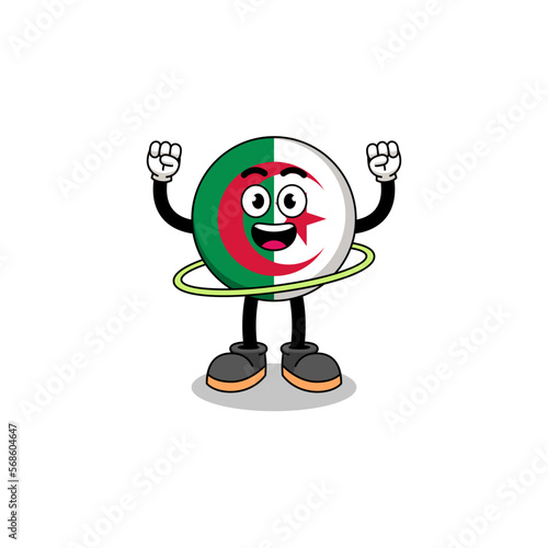 Character Illustration of algeria flag playing hula hoop